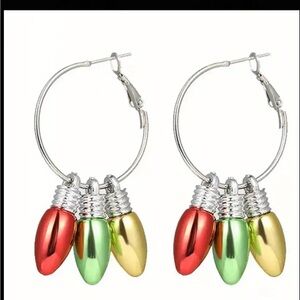 Festive Red, Green, and Gold Hoop Earrings